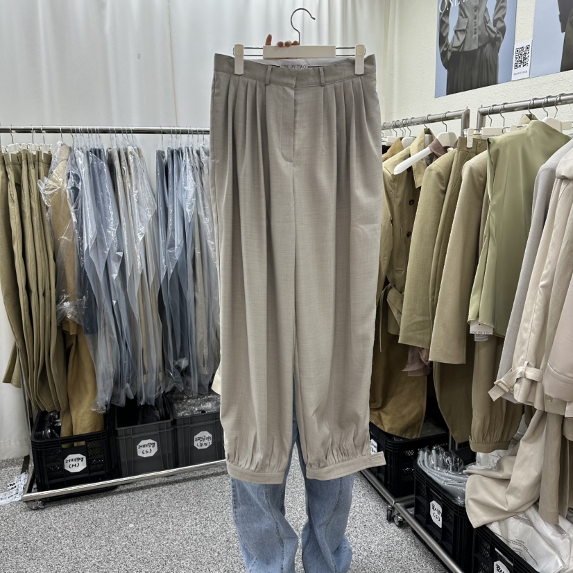 ONEBYTWO東大門代購女士新款推薦休閑26春夏真品休閑褲口袋ONE BY TWO休閑褲圖色1