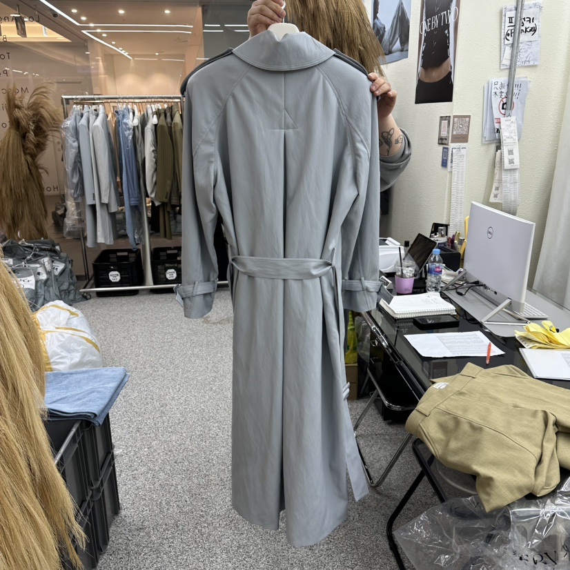 ONEBYTWO東大門實拍女裝新品時尚熱賣推薦休閑真品長款風衣ONE BY TWO長款風衣