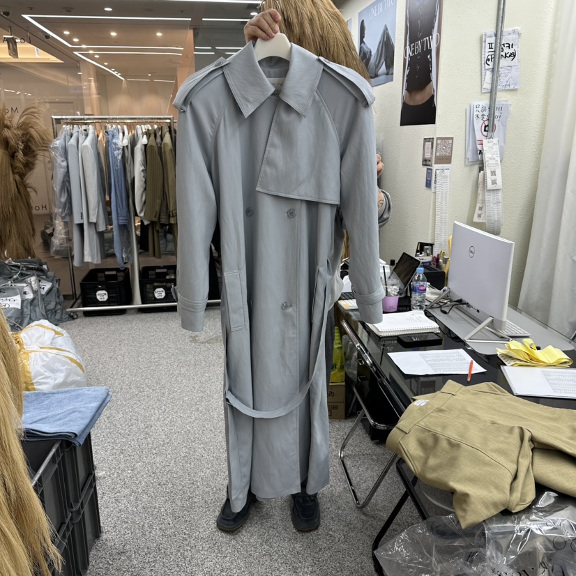 ONEBYTWO東大門實拍女裝新品時尚熱賣推薦休閑真品長款風衣ONE BY TWO長款風衣圖色3