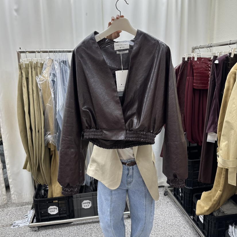 ONEBYTWO東大門代購女裝新款真品推薦休閑時尚人氣26春夏皮衣ONE BY TWO皮衣圖色1