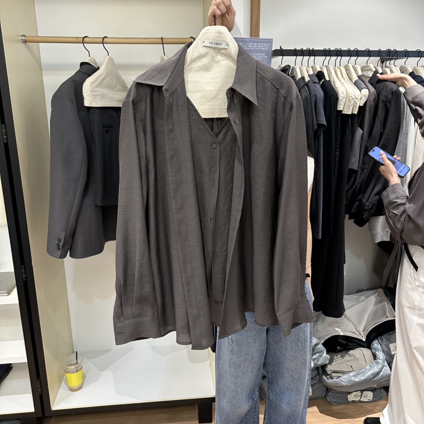 MUYBIEN韓國直郵女裝新款時尚休閑推薦熱賣襯衫蕾絲衫假兩件MUYBIEN襯衫/蕾絲衫圖色3