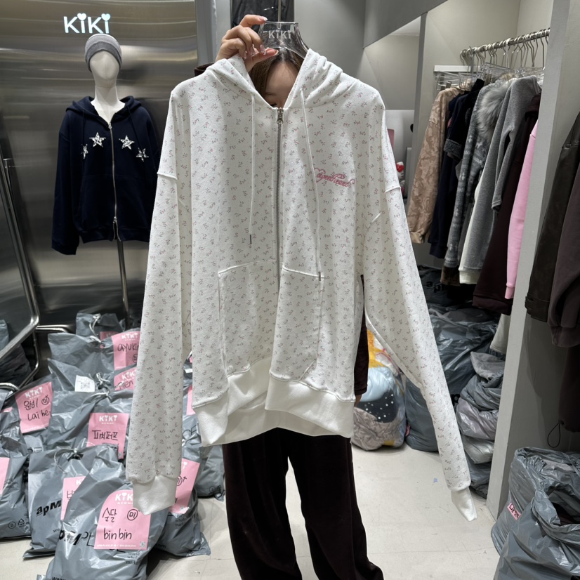 KIKI韓國直郵女士新款時尚職業真品推薦26春夏熱賣夾克花朵KIKI夾克圖色1