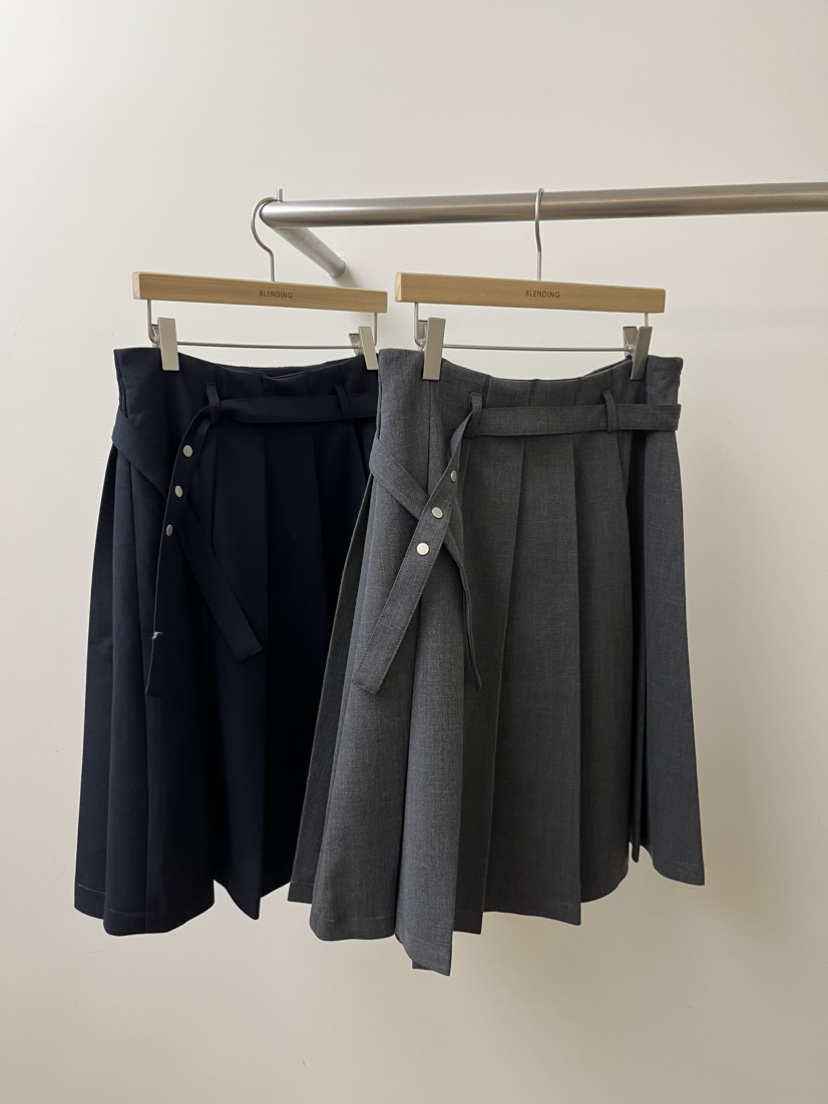 BLENDING-p韓國代購女士新款真品職業人氣推薦長裙腰帶褶裥BLENDING-p長裙