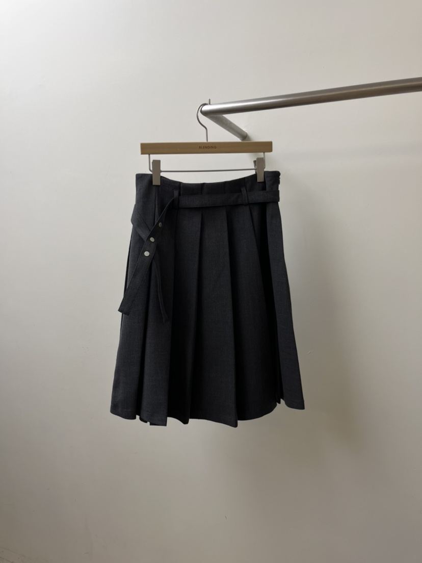 BLENDING-p韓國代購女士新款真品職業人氣推薦長裙腰帶褶裥BLENDING-p長裙圖色1