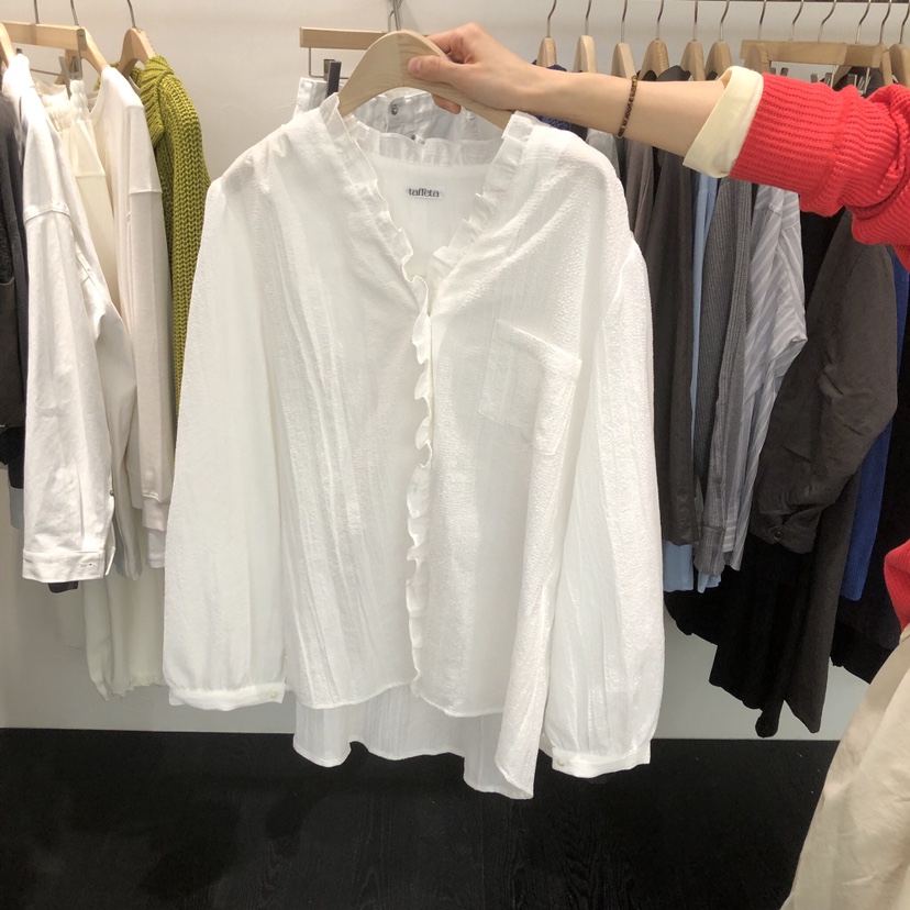 TAFFETA/MURET韓國代購女裝新款推薦真品襯衫蕾絲衫荷葉邊TAFFETA/MURET襯衫/蕾絲衫圖色1