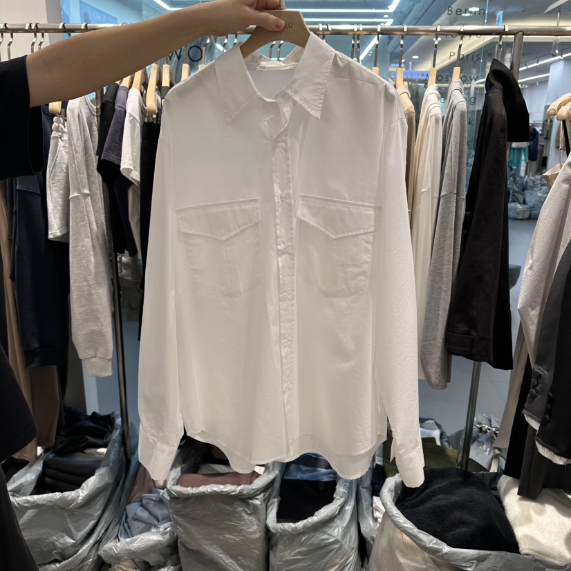 HONG.U東大門代購女士新品時尚休閑襯衫蕾絲衫雙口袋棉質HONG.U襯衫/蕾絲衫圖色2