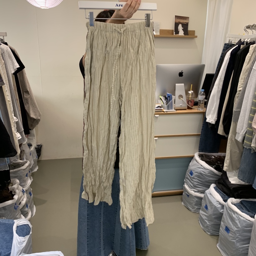 ARE東大門代購女士新品時尚人氣26春夏職業熱賣休閑褲褶皺ARE YOU/ARE休閑褲圖色2
