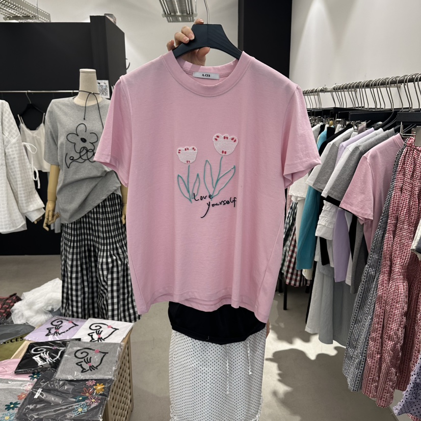 A.CES韓國直郵女士新款推薦26春夏人氣時尚休閑職業熱賣T恤A.CEST恤圖色1