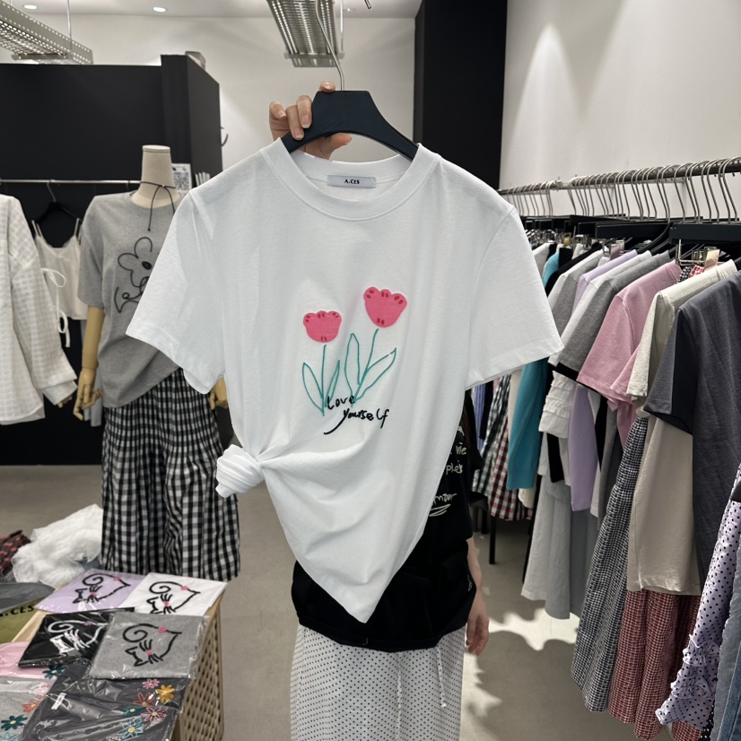 A.CES韓國直郵女士新款推薦26春夏人氣時尚休閑職業熱賣T恤A.CEST恤圖色3