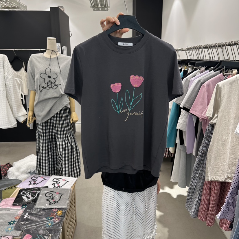 A.CES韓國直郵女士新款推薦26春夏人氣時尚休閑職業熱賣T恤A.CEST恤圖色4