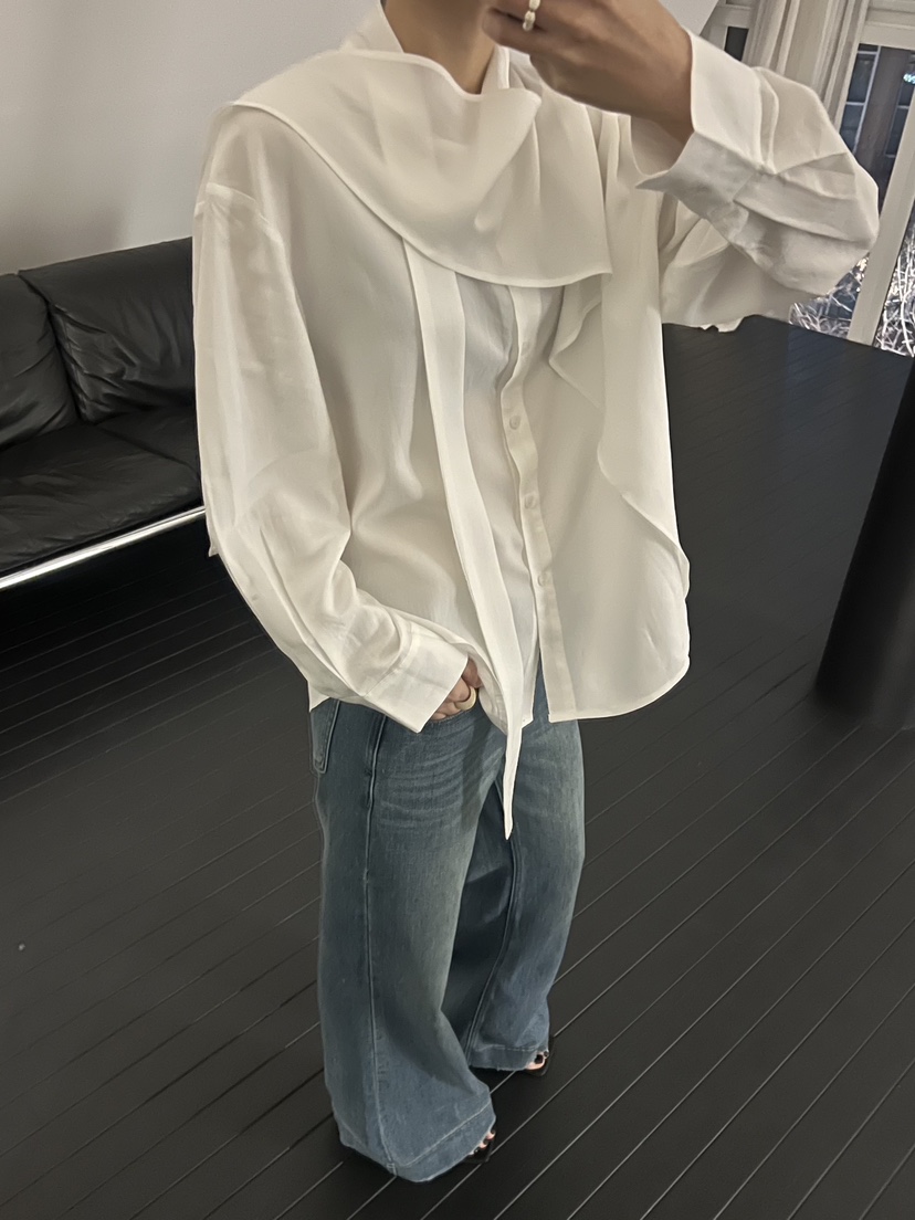 ADDICTED韓國直郵女裝新品真品26春夏時尚襯衫蕾絲衫圍巾ADDICTED襯衫/蕾絲衫