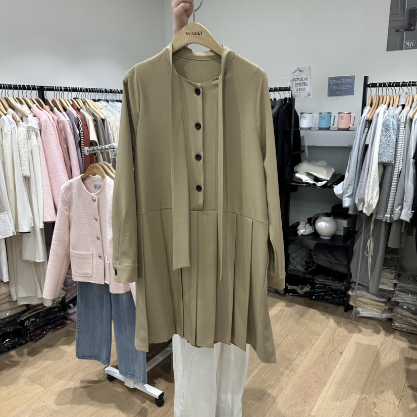 M.G.N韓國直郵女士新款休閑推薦26春夏熱賣職業連衣裙褶皺MAGNET連衣裙圖色2