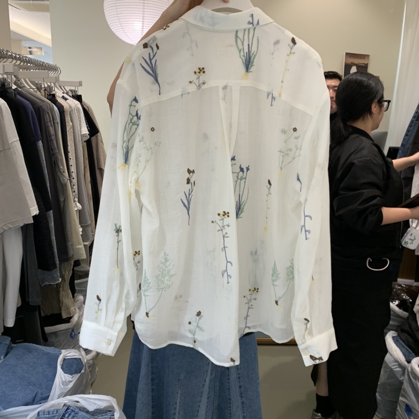 ARE東大門直郵女裝新品職業推薦時尚休閑襯衫蕾絲衫花朵透明ARE YOU/ARE襯衫/蕾絲衫
