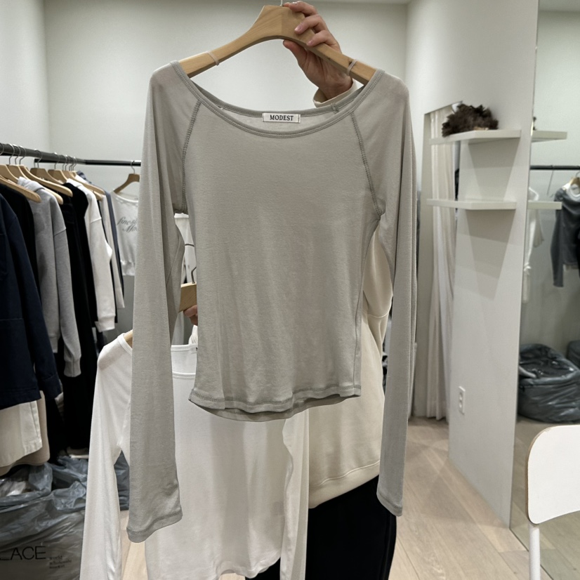 NOTTINGHAM/AVECNOUS東大門實拍女士新品推薦長袖T恤船領NOTTINGHAM/AVECNOUS長袖T恤圖色1