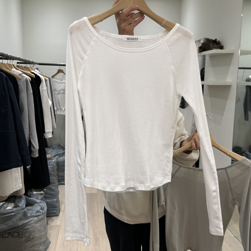 NOTTINGHAM/AVECNOUS東大門實拍女士新品推薦長袖T恤船領NOTTINGHAM/AVECNOUS長袖T恤圖色2