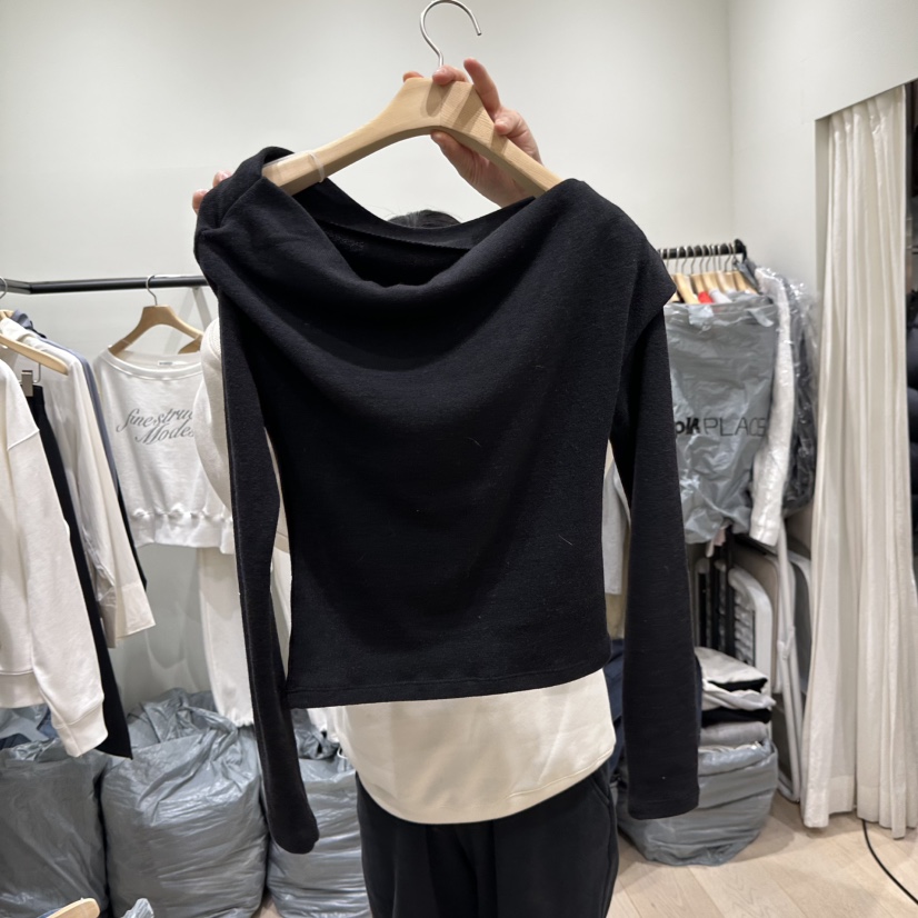 NOTTINGHAM/AVECNOUS東大門直郵女裝新款職業長袖T恤不含內搭露肩NOTTINGHAM/AVECNOUS長袖T恤