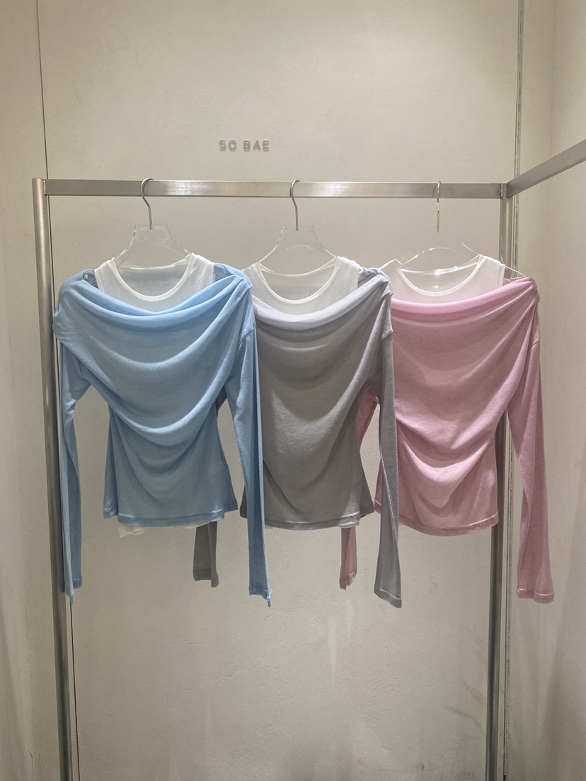 SO BAE韓國代購女士新款人氣熱賣職業休閑長袖T恤假兩件SO BAE長袖T恤圖色2左二色