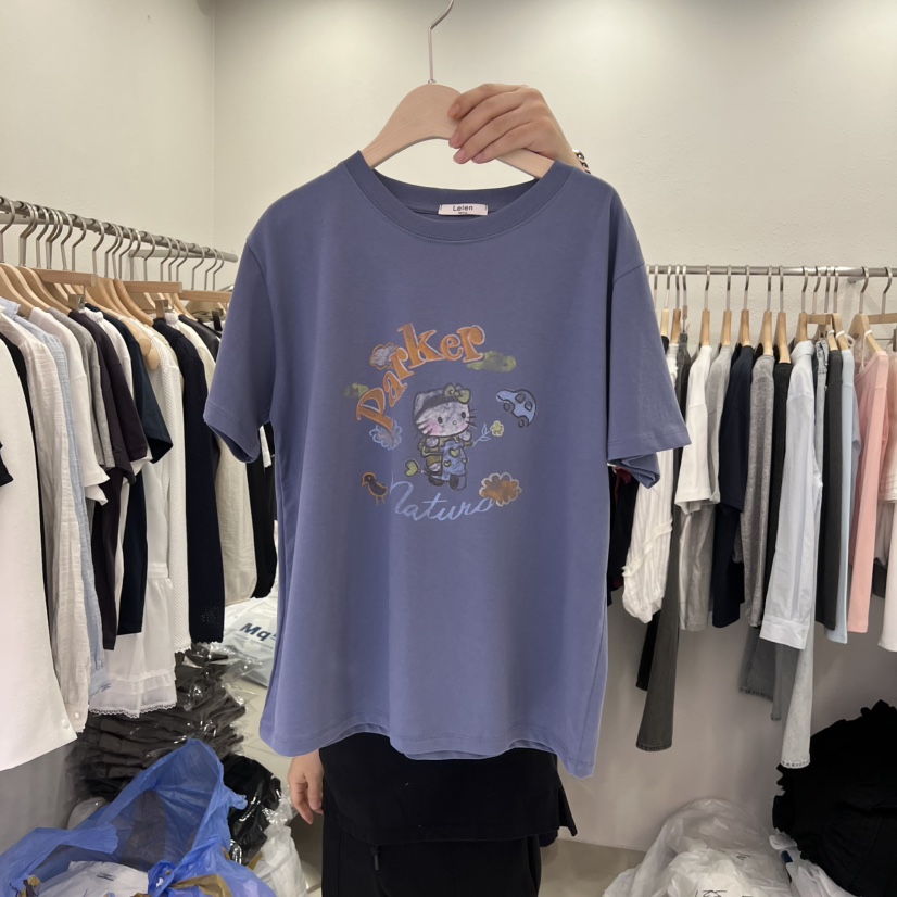 LELEN韓國直郵女士新品26春夏真品人氣時尚熱賣休閑推薦T恤LELENT恤圖色3