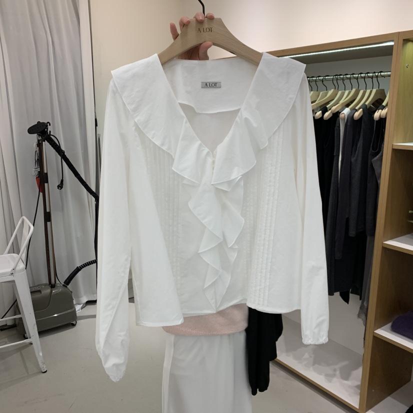 ALOT韓國直郵女裝新款時尚熱賣推薦人氣職業襯衫蕾絲衫褶裥A LOT襯衫/蕾絲衫圖色1