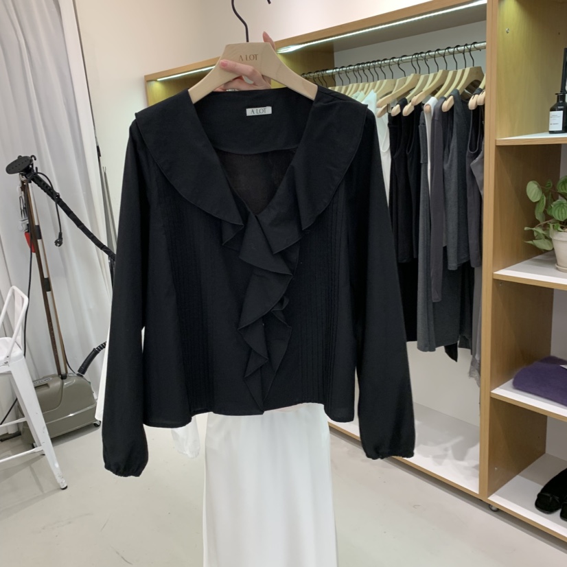 ALOT韓國直郵女裝新款時尚熱賣推薦人氣職業襯衫蕾絲衫褶裥A LOT襯衫/蕾絲衫圖色2