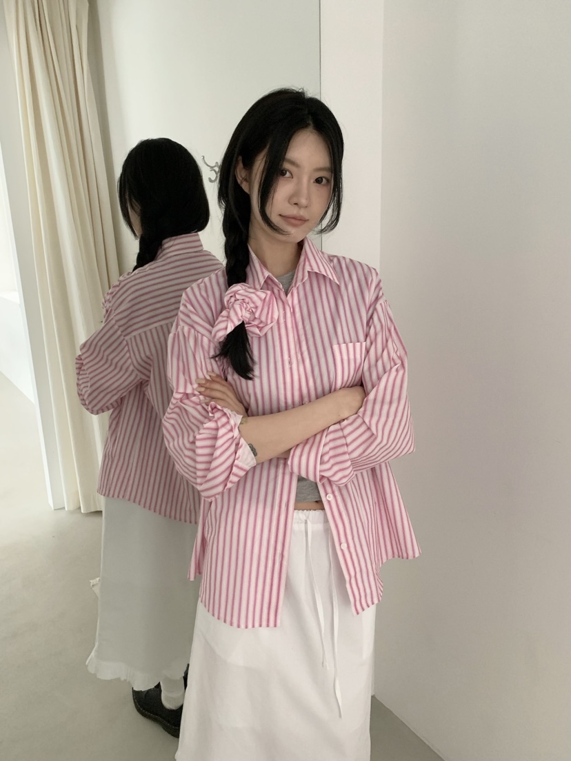 ORDINARYA東大門實拍女士新品真品熱賣休閑襯衫蕾絲衫含頭飾ROESMMOSS襯衫/蕾絲衫