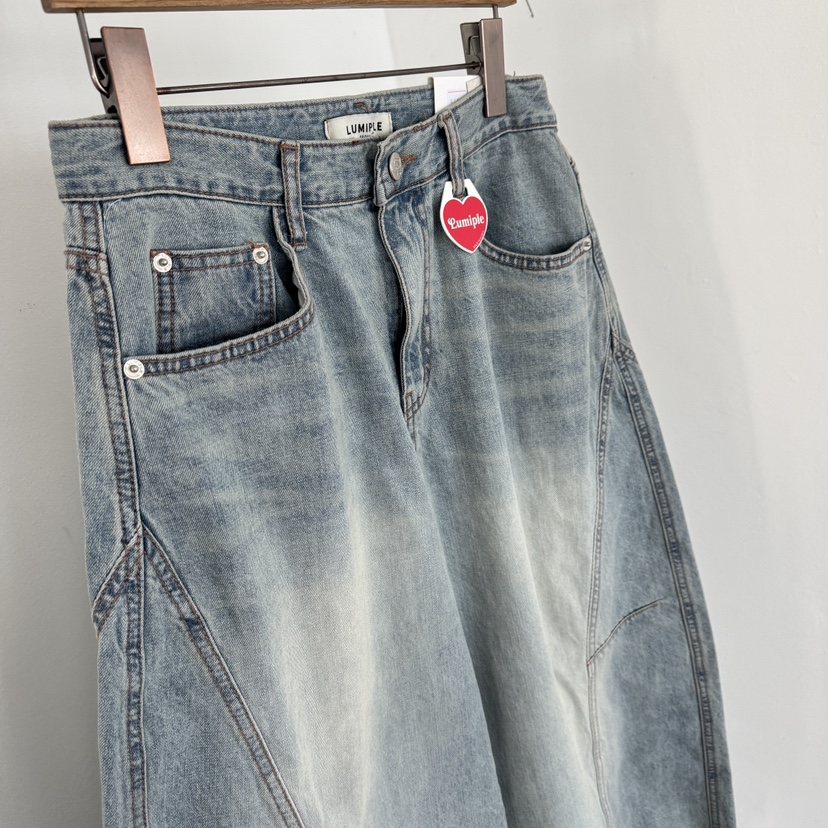 LUMIPLE韓國直郵女裝新品休閑26春夏真品熱賣時尚職業牛仔褲LUMIPLE牛仔褲