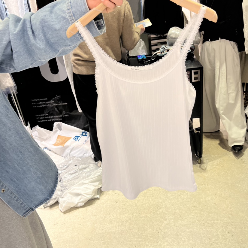 BANY ANCO韓國代購女士新款26春夏人氣吊帶背心系帶蕾絲BANY ANCO吊帶/背心圖色1