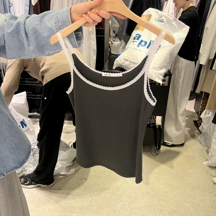 BANY ANCO韓國代購女士新款26春夏人氣吊帶背心系帶蕾絲BANY ANCO吊帶/背心圖色2