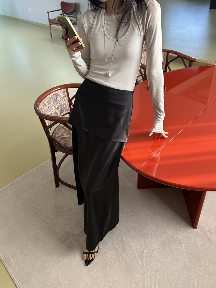 ME MO韓國直郵女裝新款推薦真品時尚職業熱賣26春夏長裙雙層ME MO長裙