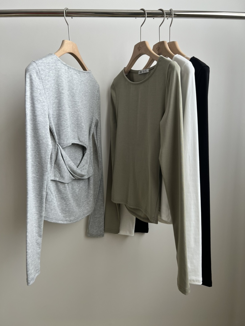 ME MO韓國直郵女士新品真品時尚職業人氣26春夏熱賣長袖T恤ME MO長袖T恤圖色3左三色