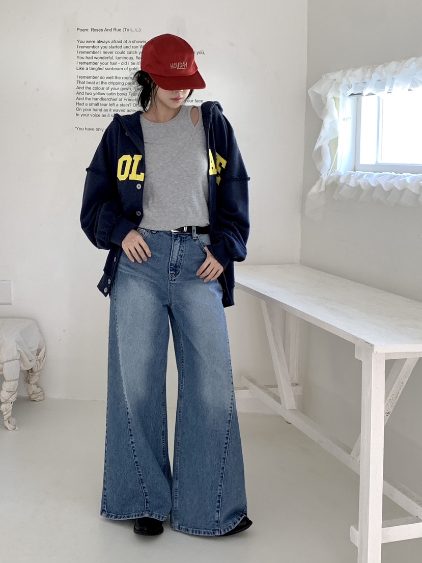 DAVICHI/D.SECOND東大門直郵女士新款職業牛仔褲含隨機腰帶DAVICHI/D.SECOND牛仔褲