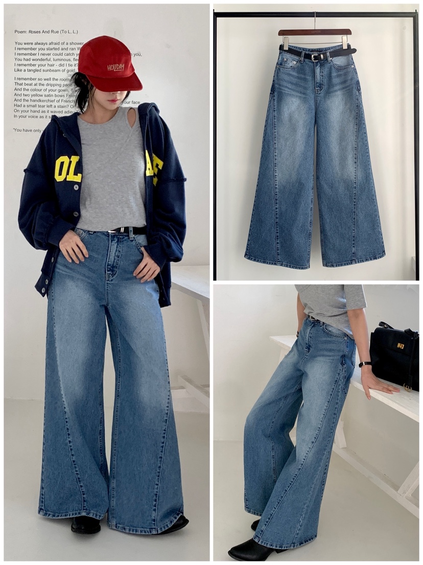 DAVICHI/D.SECOND東大門直郵女士新款職業牛仔褲含隨機腰帶DAVICHI/D.SECOND牛仔褲