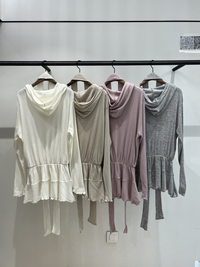 LOVE PULL韓國直郵女裝新款職業26春夏真品長袖T恤含腰帶LOVE PULL長袖T恤