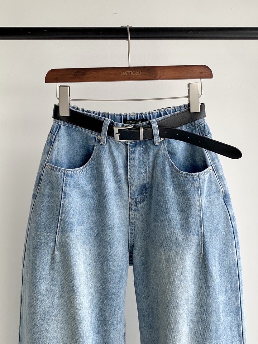 DAVICHI/D.SECOND東大門代購女裝新品職業牛仔褲含隨機腰帶DAVICHI/D.SECOND牛仔褲