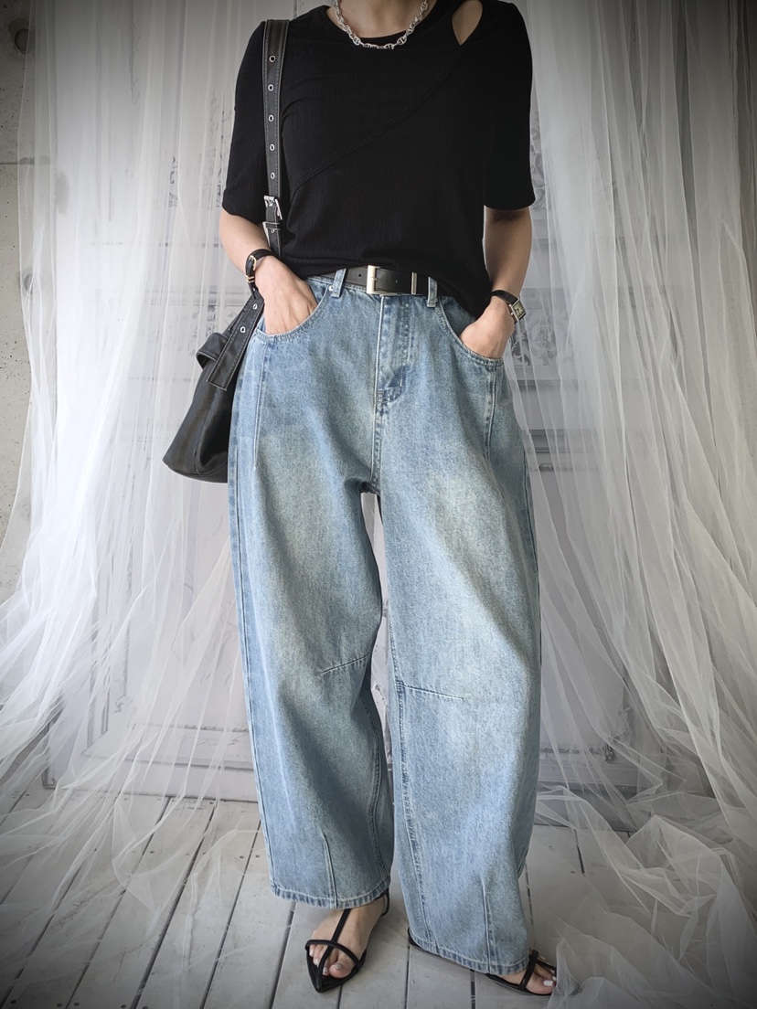 DAVICHI/D.SECOND東大門代購女裝新品職業牛仔褲含隨機腰帶DAVICHI/D.SECOND牛仔褲