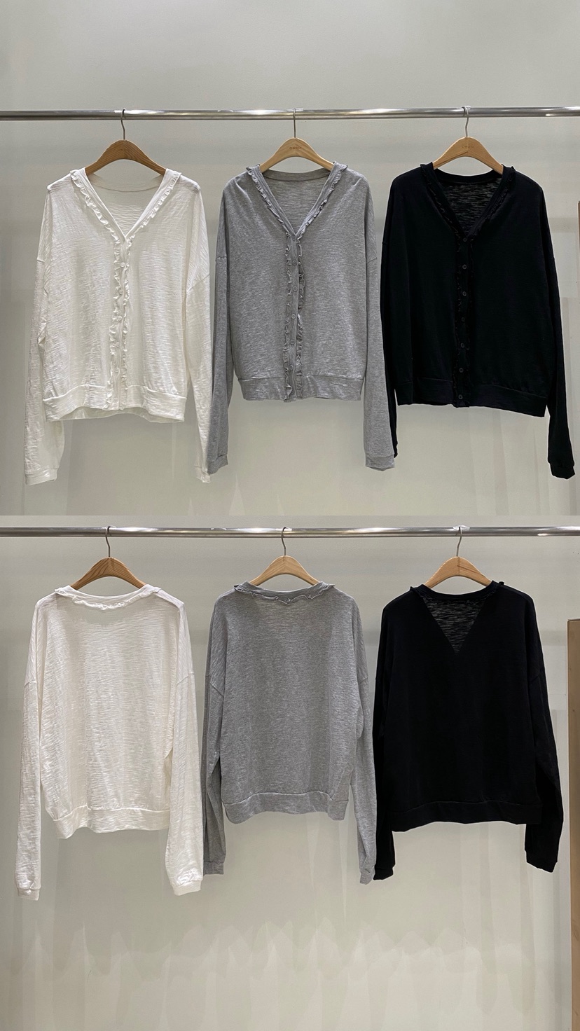 ONDO-P東大門實拍女裝新款人氣真品時尚長袖T恤荷葉邊開衫ONDO-P長袖T恤