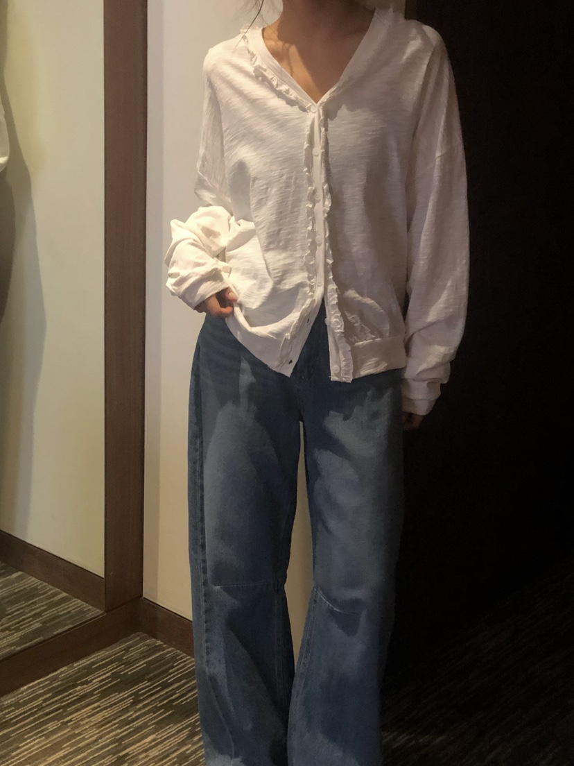 ONDO-P東大門實拍女裝新款人氣真品時尚長袖T恤荷葉邊開衫ONDO-P長袖T恤圖色3