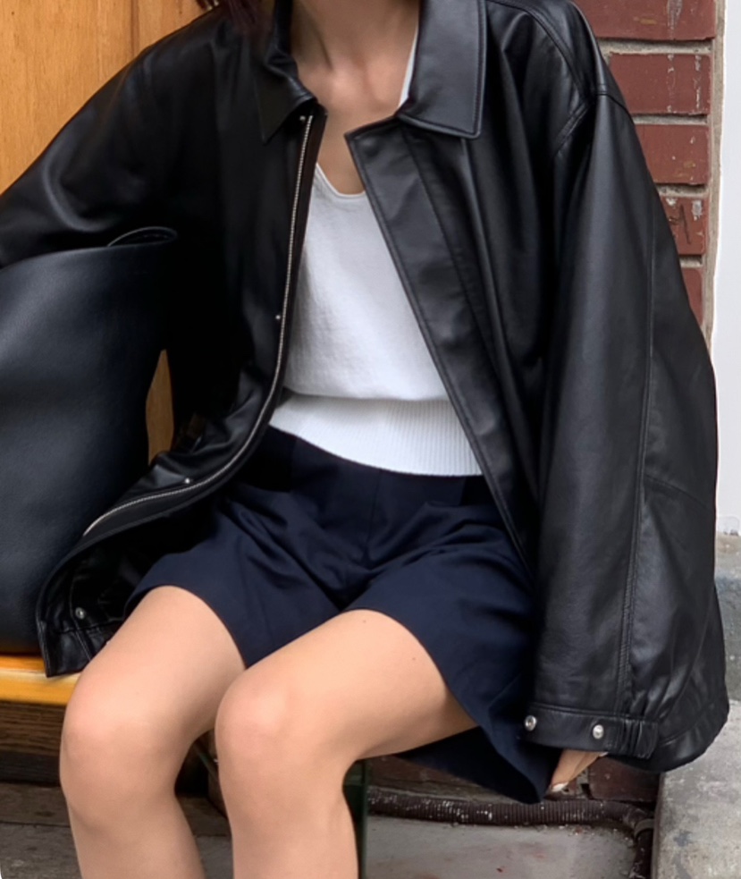 A Flan韓國直郵女裝新款26春夏推薦熱賣真品夾克雙口袋皮革AFN/FLAN EDITION夾克