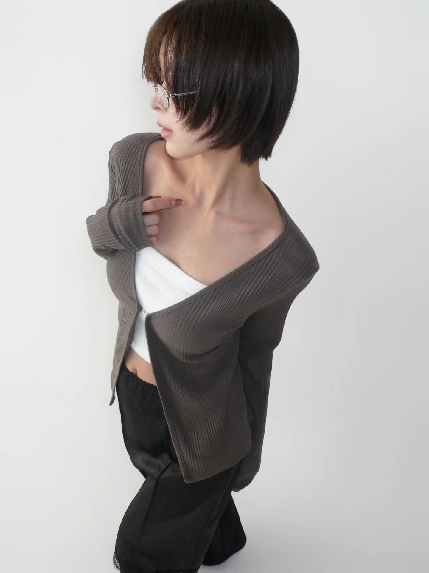 BUSTLING韓國代購女士新品職業熱賣休閑26春夏長袖T恤開衫BUSTLING長袖T恤