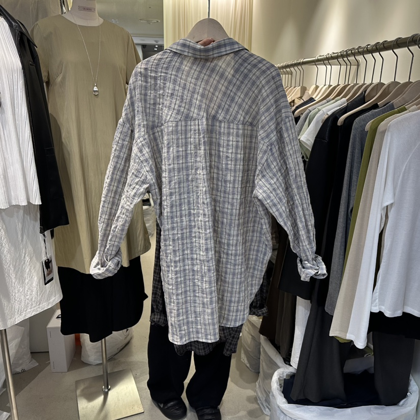 LIL韓國直郵女裝新品熱賣26春夏時尚推薦真品襯衫蕾絲衫格子LIL襯衫/蕾絲衫