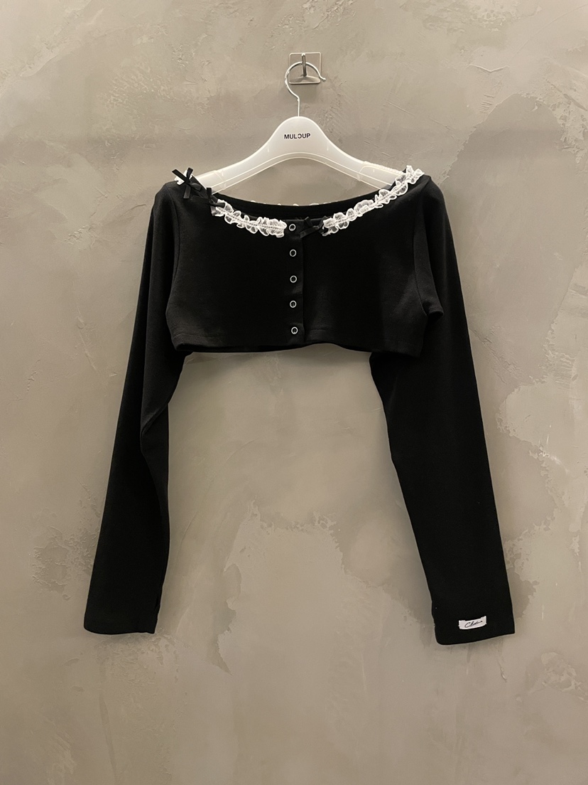 MULCUP韓國直郵女士新品休閑真品時尚推薦職業長袖T恤露肩MULCUP長袖T恤圖色2黑色