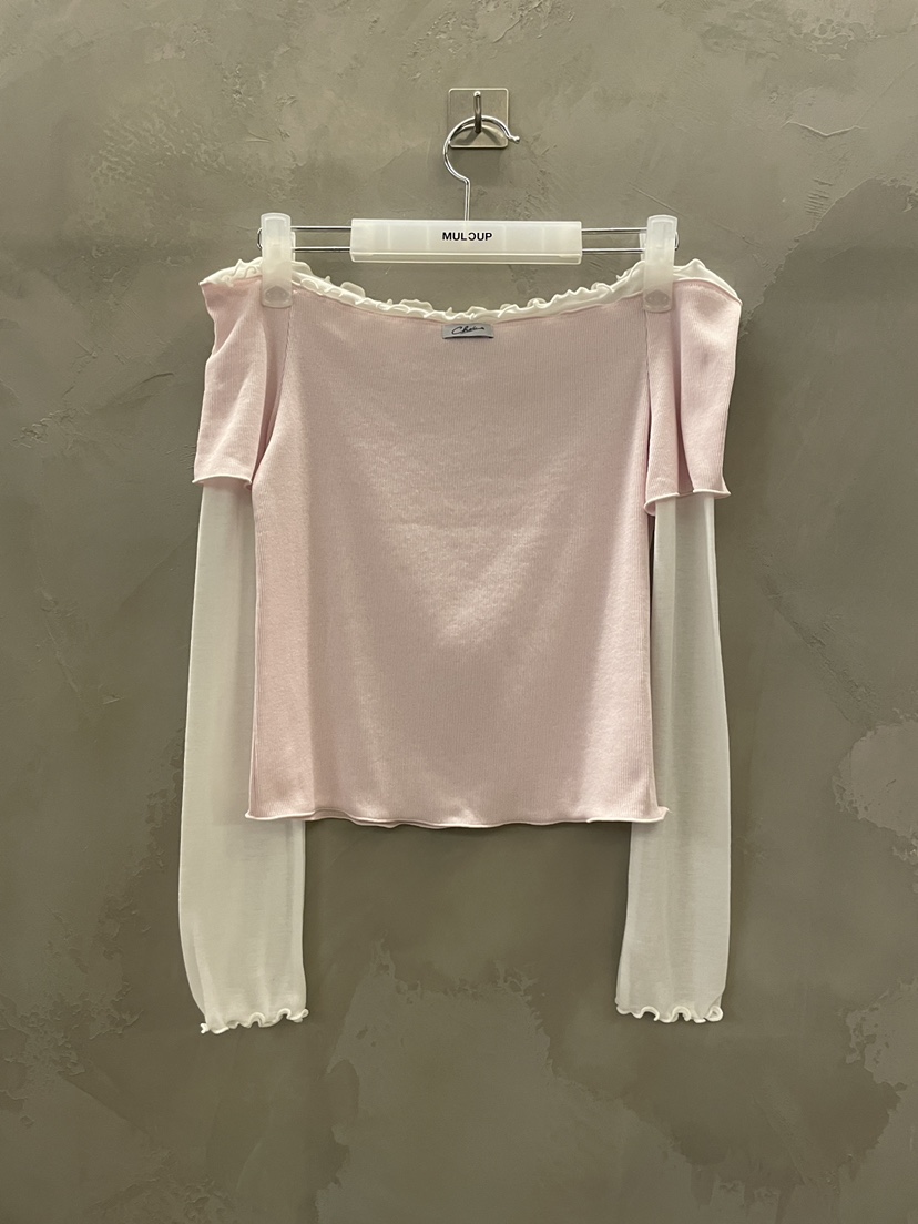 MULCUP韓國代購女士新品休閑時尚推薦長袖T恤假兩件雙排扣MULCUP長袖T恤圖色1