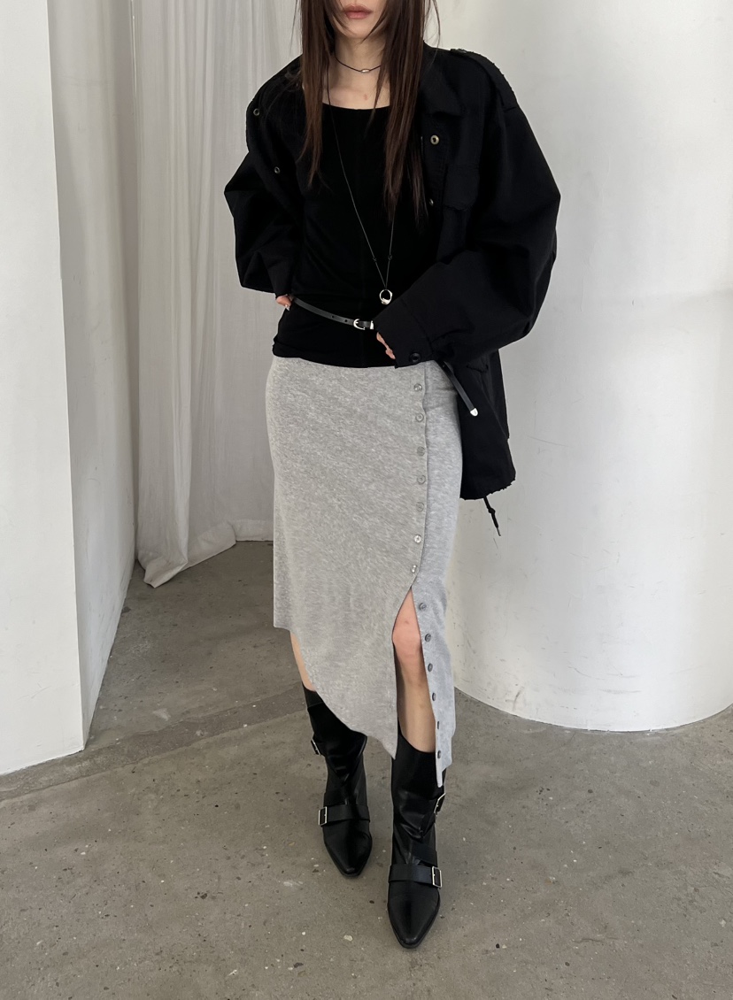 NOVUS韓國直郵女裝新款職業休閑26春夏時尚半身裙中短裙紐扣NOVUS半身裙/中短裙