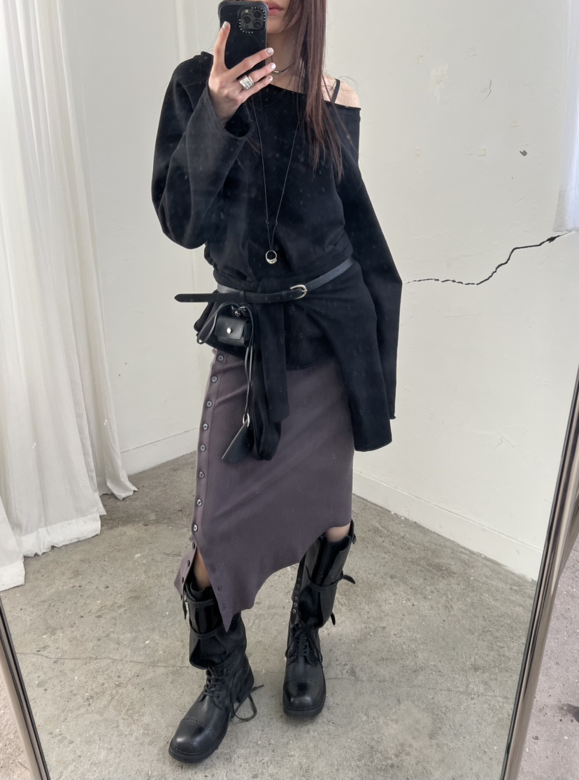 NOVUS韓國直郵女裝新款職業休閑26春夏時尚半身裙中短裙紐扣NOVUS半身裙/中短裙