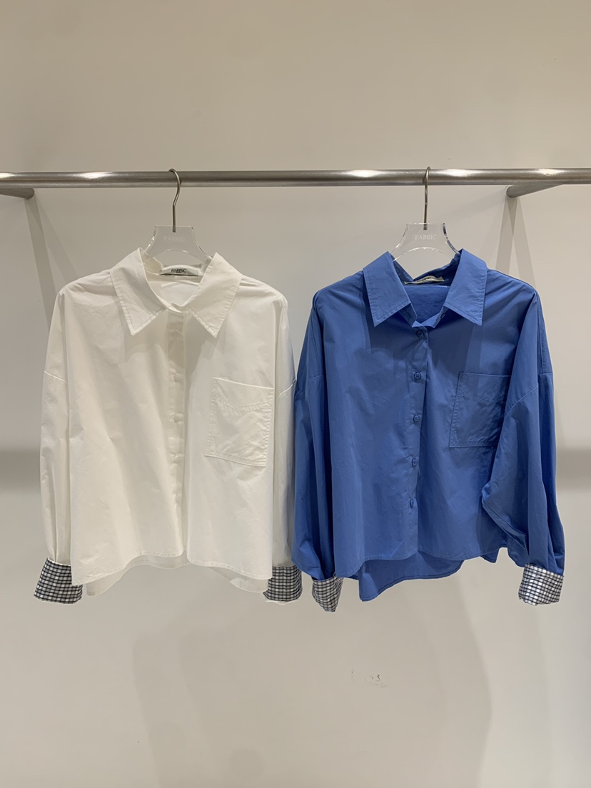 FABRIC韓國代購女裝新款26春夏推薦熱賣真品襯衫蕾絲衫格子FABRIC襯衫/蕾絲衫