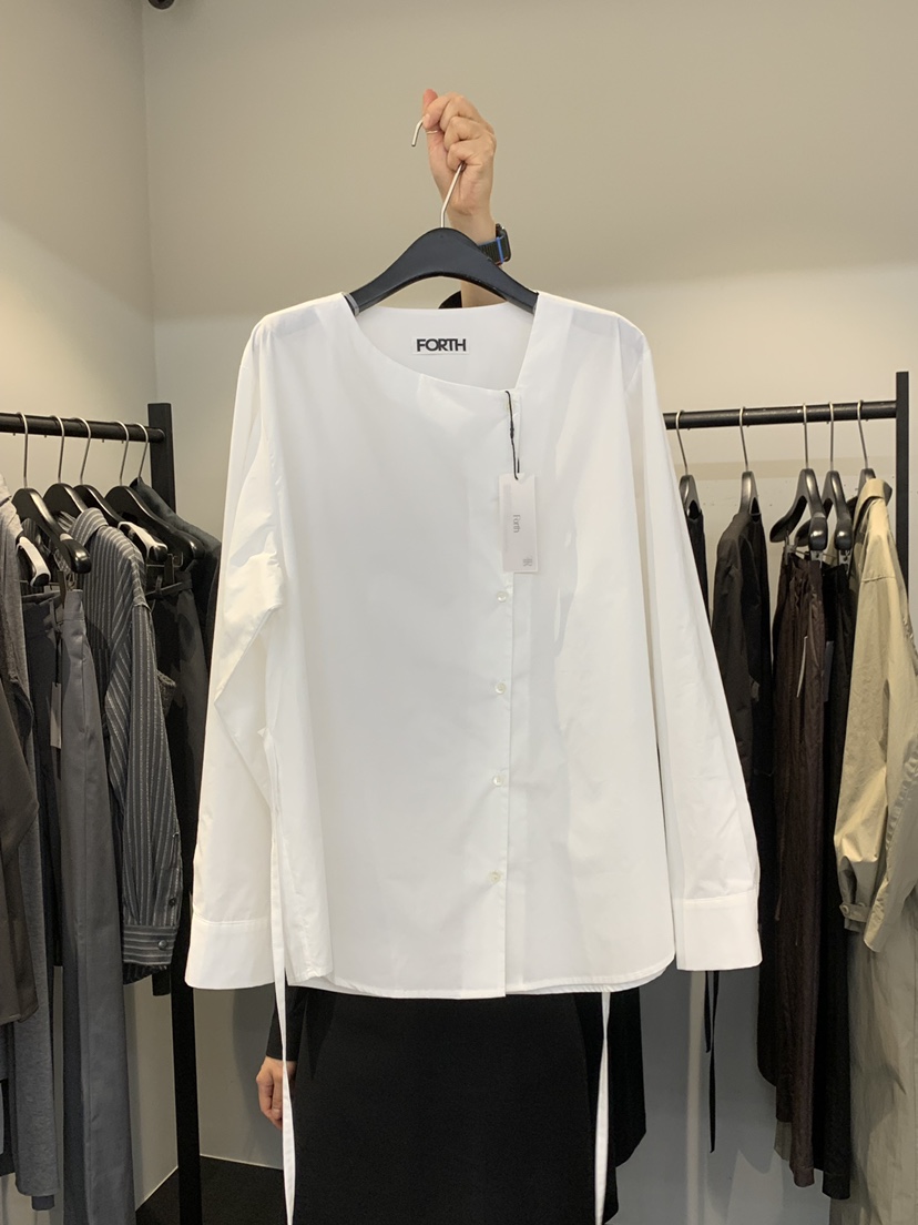 FORTH韓國代購女士新款推薦人氣真品休閑襯衫蕾絲衫含腰繩FORTH襯衫/蕾絲衫圖色1