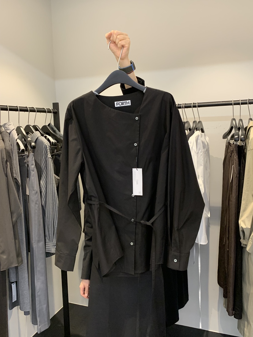 FORTH韓國代購女士新款推薦人氣真品休閑襯衫蕾絲衫含腰繩FORTH襯衫/蕾絲衫圖色2