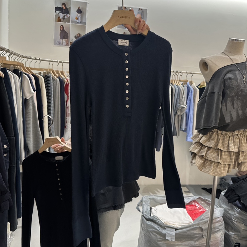 BAGUETTE-P東大門代購女裝新品真品26春夏熱賣人氣針織衫BAGUETTE-P針織衫圖色3深藍色