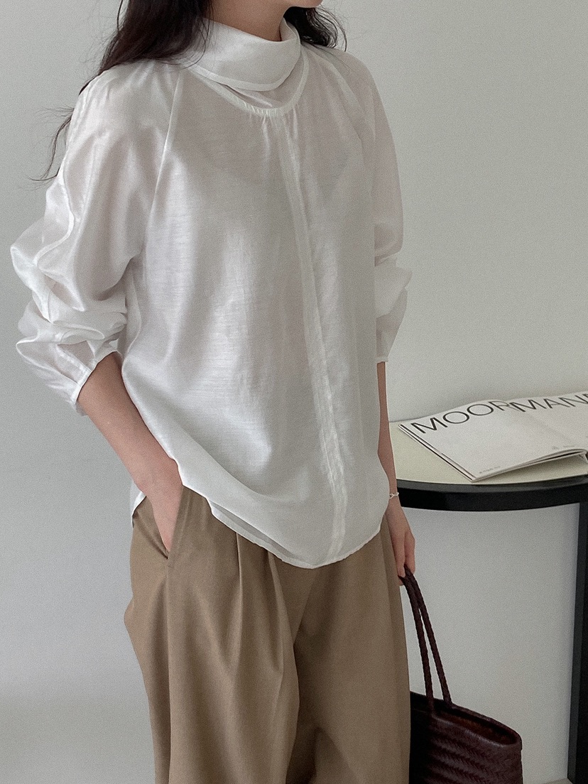 X韓國代購女士新品推薦熱賣時尚職業26春夏人氣襯衫蕾絲衫X襯衫/蕾絲衫圖色1