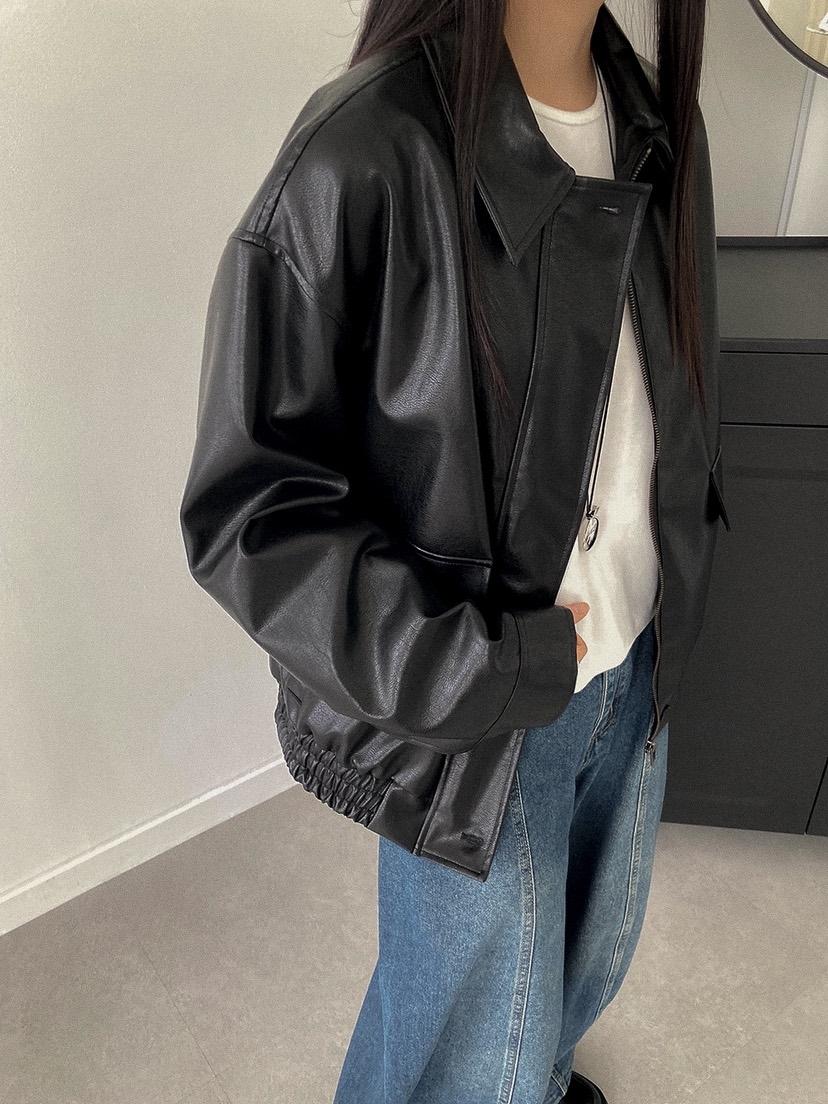 X韓國東大門代購女裝新款推薦人氣職業休閑時尚26春夏夾克皮革X夾克